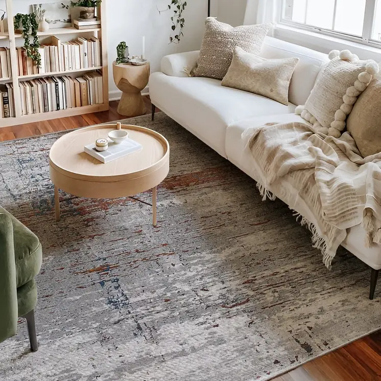5' X 8' Gray And Brown Abstract Scraped Area Rug