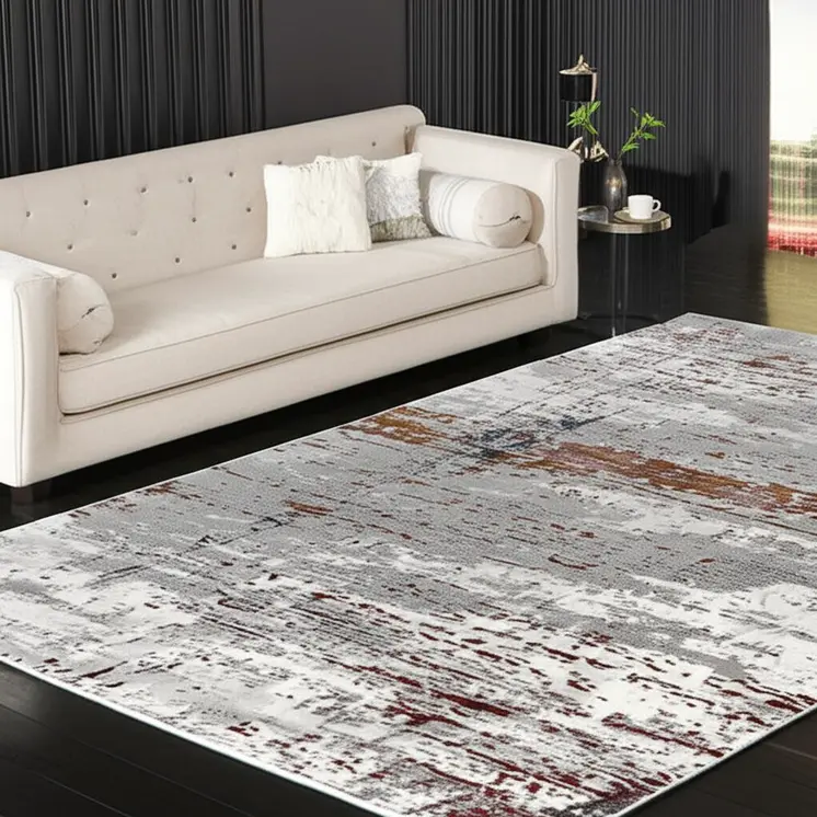5' X 8' Gray And Brown Abstract Scraped Area Rug