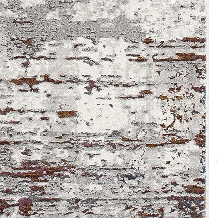 5' X 8' Gray And Brown Abstract Scraped Area Rug