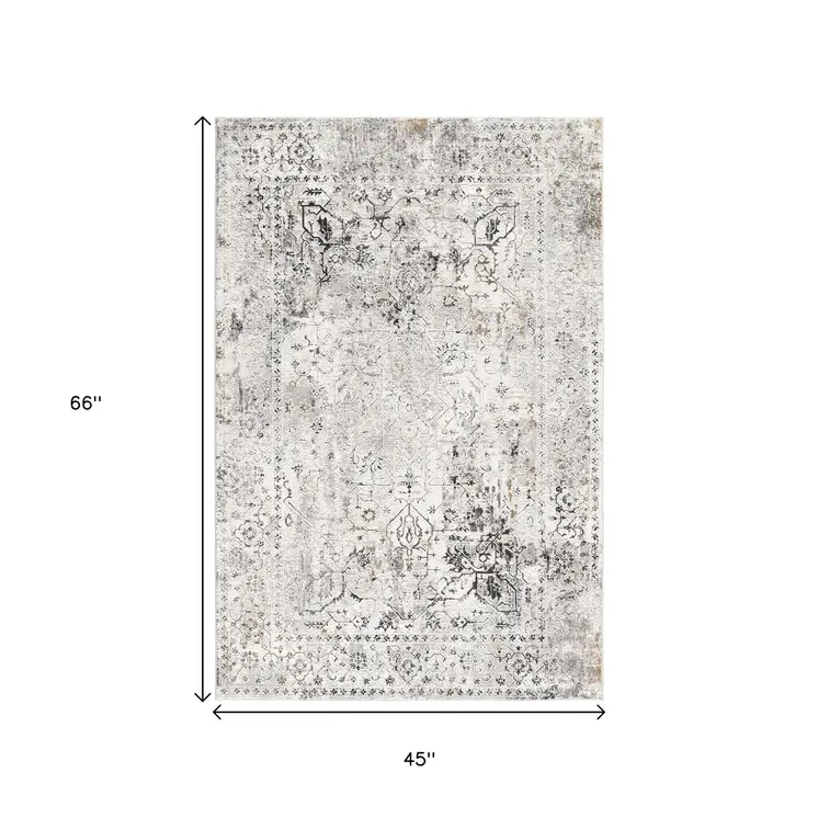 4' X 6' Beige Oriental Area Rug