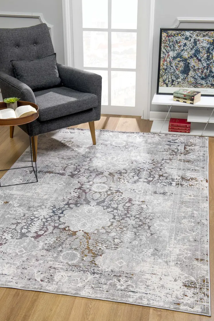 4' X 6' Gray Abstract Patterns Area Rug