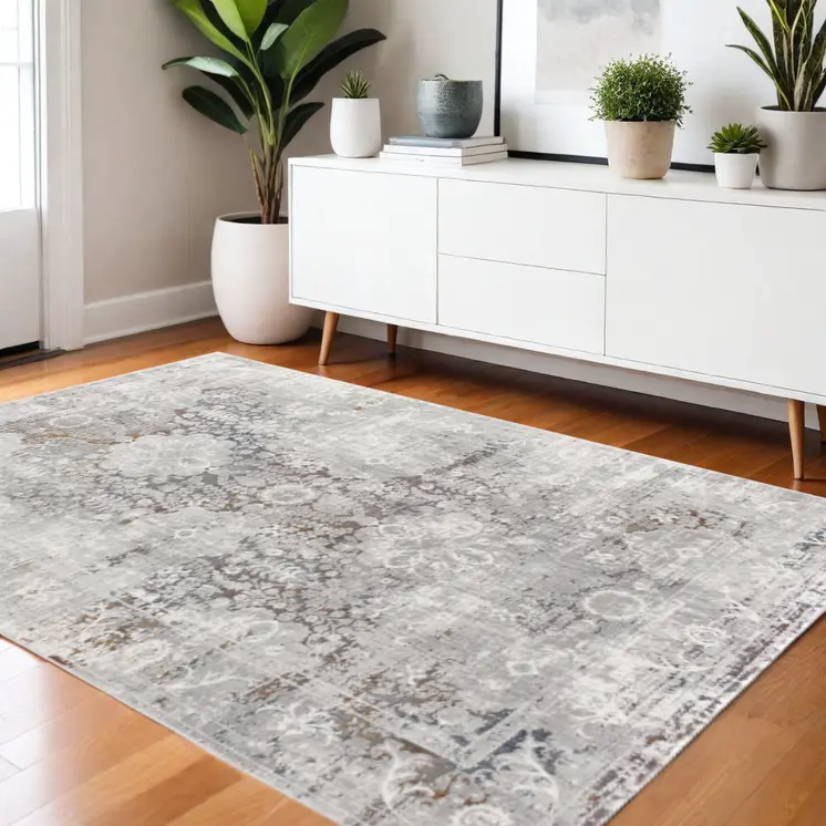 4' X 6' Gray Abstract Patterns Area Rug