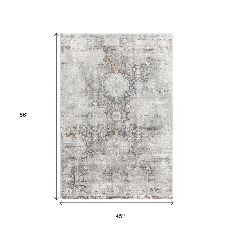 4' X 6' Gray Abstract Patterns Area Rug
