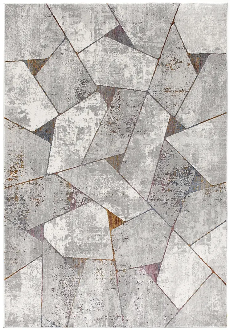 5' X 8' Grey Geometric Area Rug