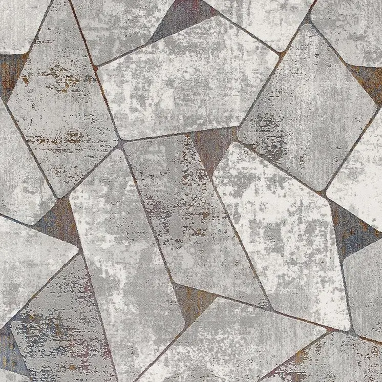 5' X 8' Grey Geometric Area Rug