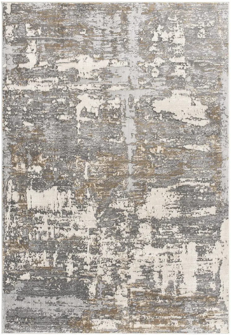7' X 10' Beige And Gray Distressed Area Rug