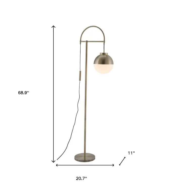 69" Bronze Steel Floor Lamp With Bronze Steel Globe Shade