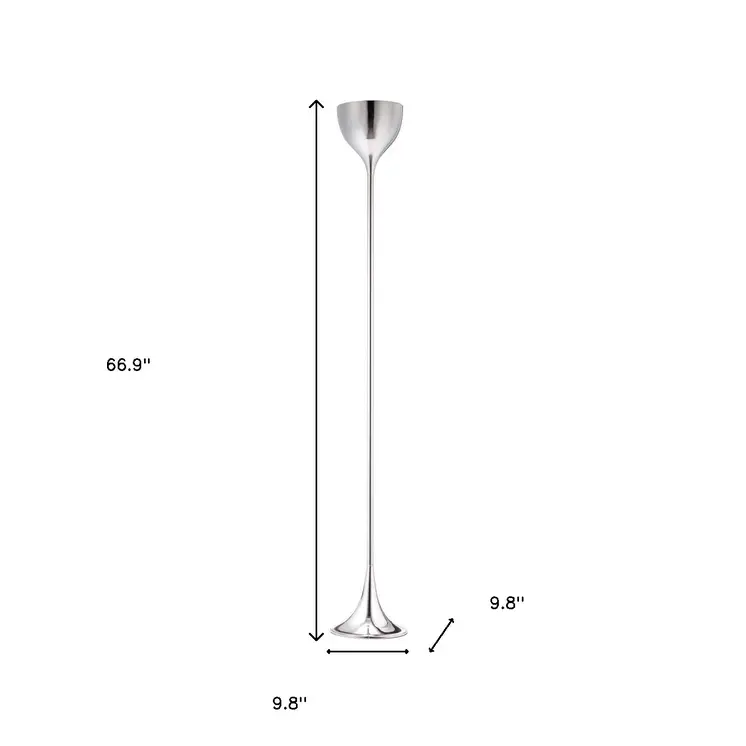 67" Steel Floor Lamp With Silver Steel Bell Shade