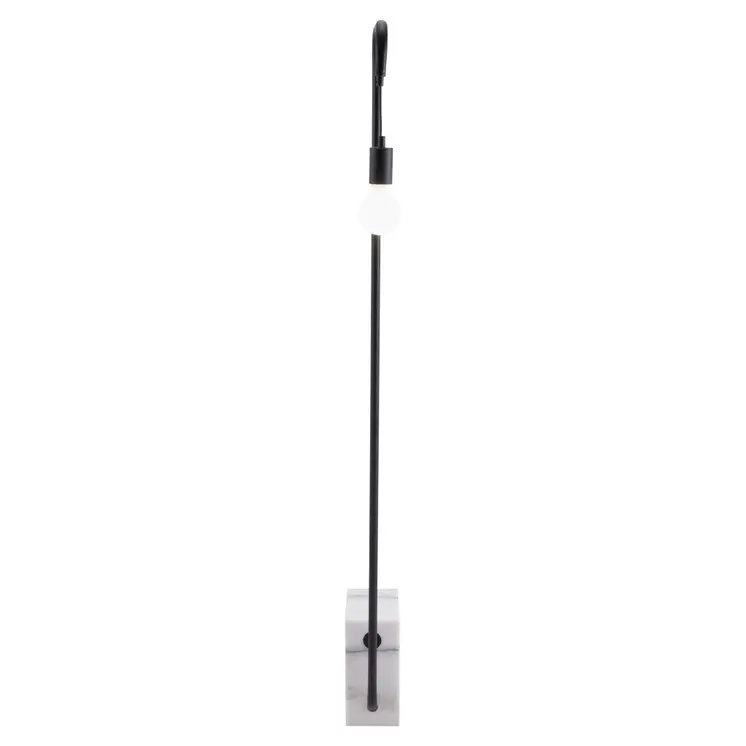 59" Black And White Marble And Steel LED Floor Lamp