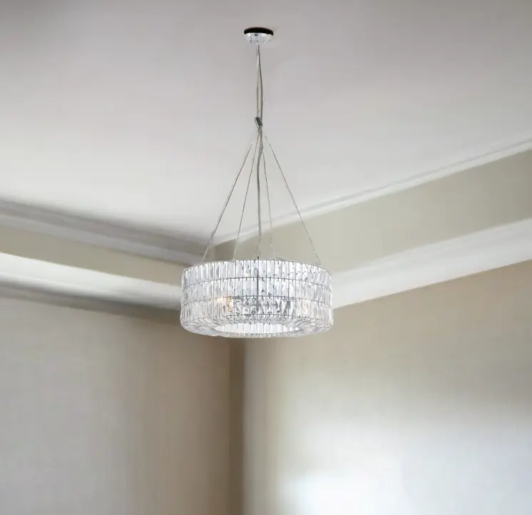 Silver Lantern Metal Chandelier With Silver Shades