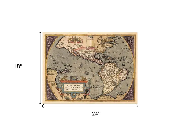 Vintage 1718 Map Of New France Unframed Print Wall Art