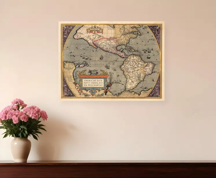 Vintage 1718 Map Of New France Unframed Print Wall Art