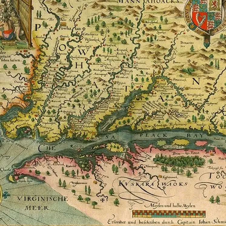 20" X 28" Map Of Virginia C1627 Vintage  Poster Wall Art