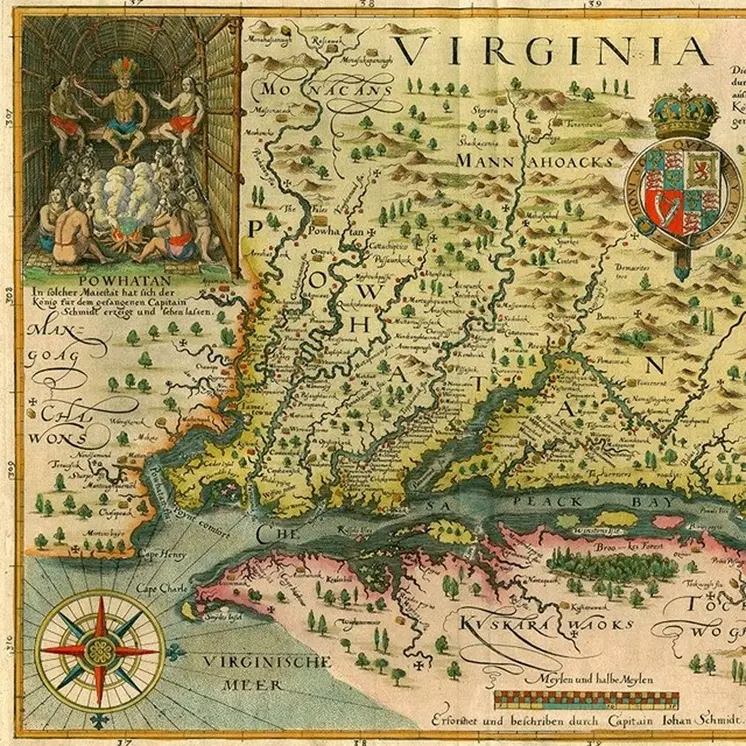 20" X 28" Map Of Virginia C1627 Vintage  Poster Wall Art