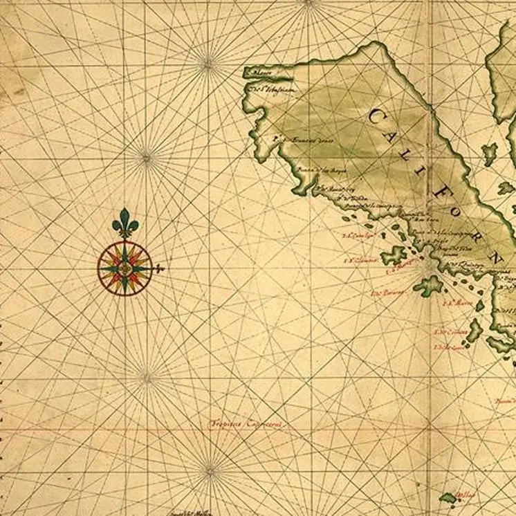 20" X 30" California As An Island C1650 Vintage Map Wall Art