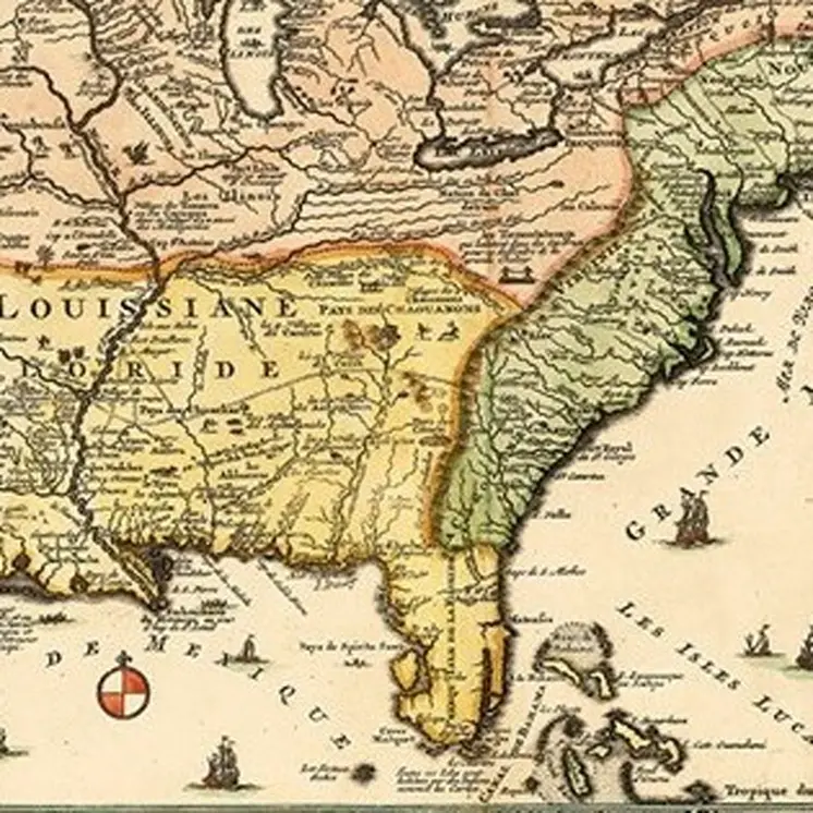 20" X 24" Vintage 1718 Map Of New France