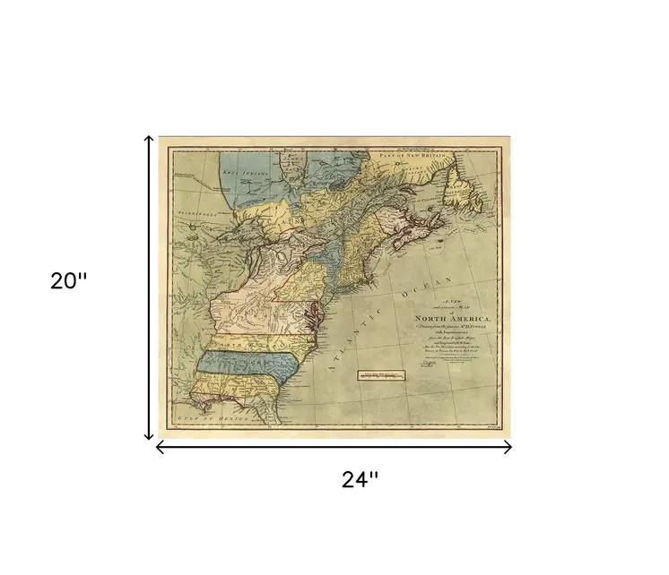 Vintage 1771 Map Of North America Unframed Print Wall Art