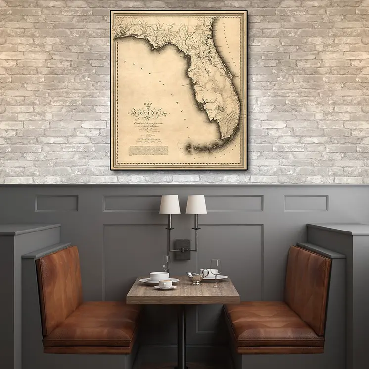 16" X 20" C1823 Early Map Of Florida  Vintage  Poster Wall Art