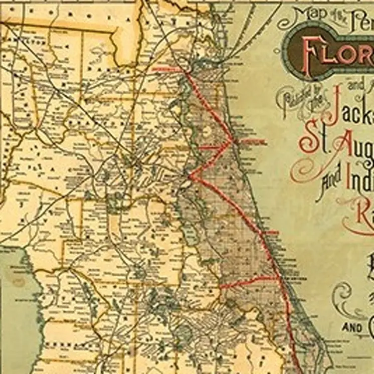 16" X 36" Map Of Jacksonville Florida Vintage Poster Wall Art