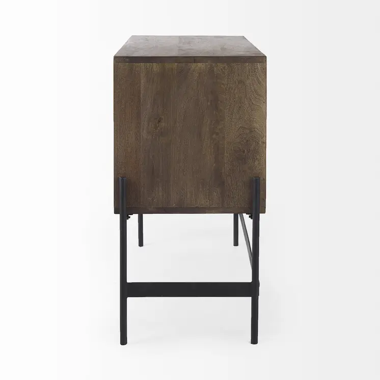 Dark Brown Two Door Cabinet With Metal Legs