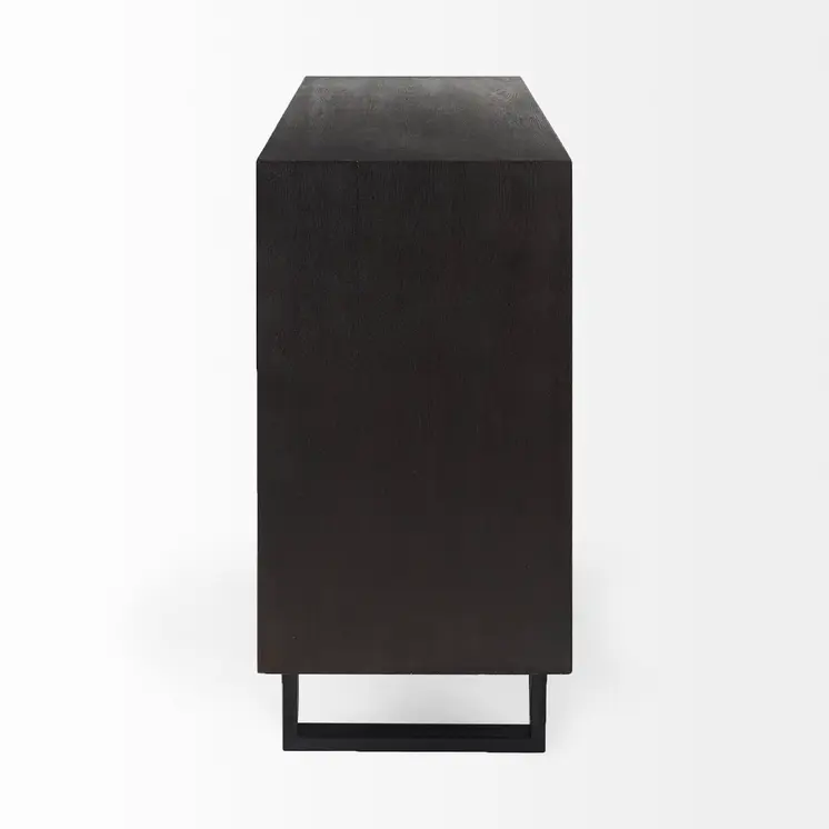 40" Dark Brown Solid Wood Three Drawer Sideboard