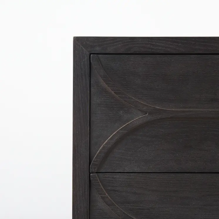 40" Dark Brown Solid Wood Three Drawer Sideboard