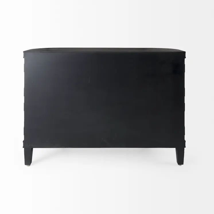 47" Dark Brown Distressed Solid Wood Sideboard with Four Doors