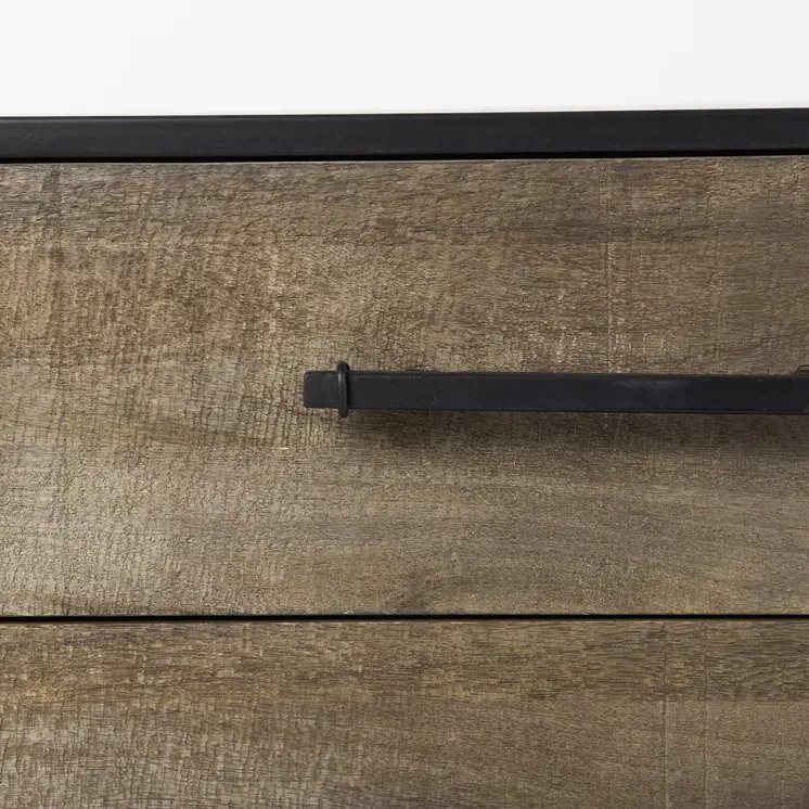 20" Brown and Black Distressed Accent Cabinet With Three Drawers