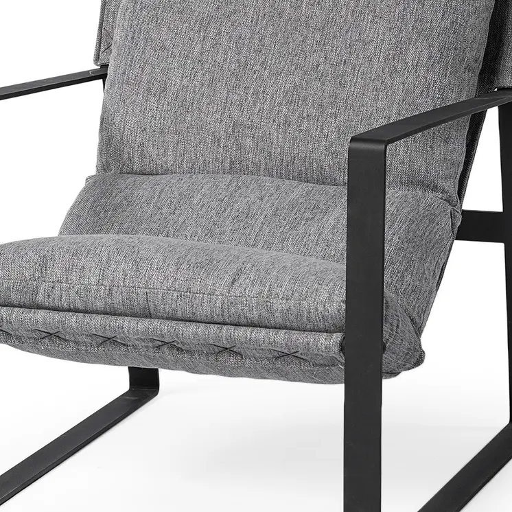 35" Gray and Black Fabric Wingback Chair