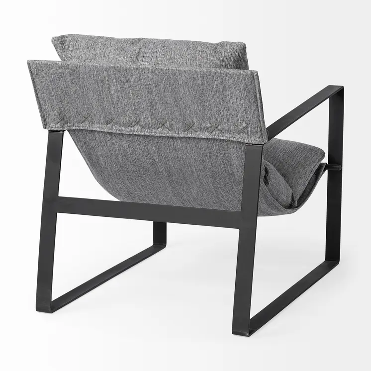 35" Gray and Black Fabric Wingback Chair