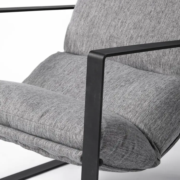 35" Gray and Black Fabric Wingback Chair