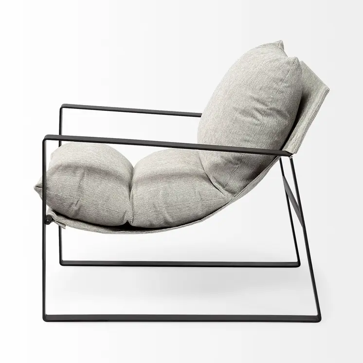 35" Gray and Black Fabric Lounge Chair