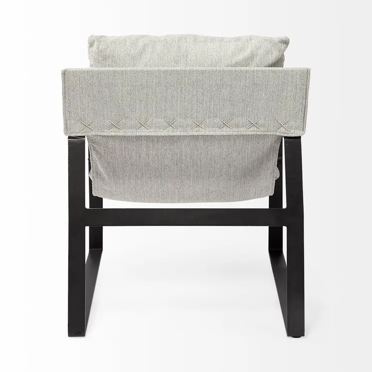 35" Gray and Black Fabric Lounge Chair