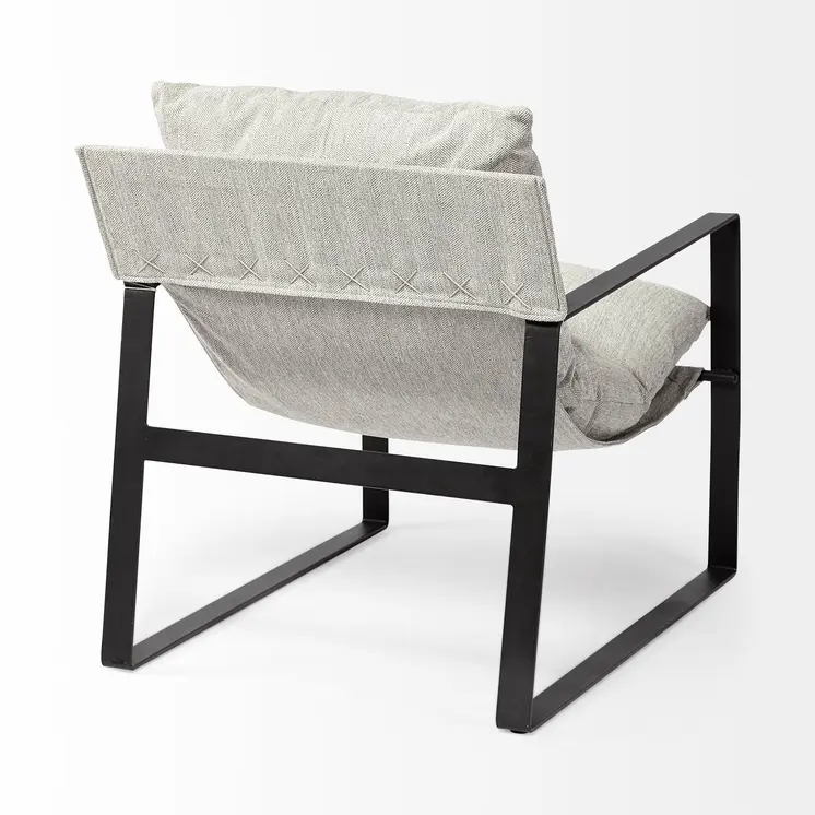 35" Gray and Black Fabric Lounge Chair