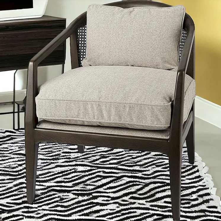 29" Gray and Brown Fabric Arm Chair