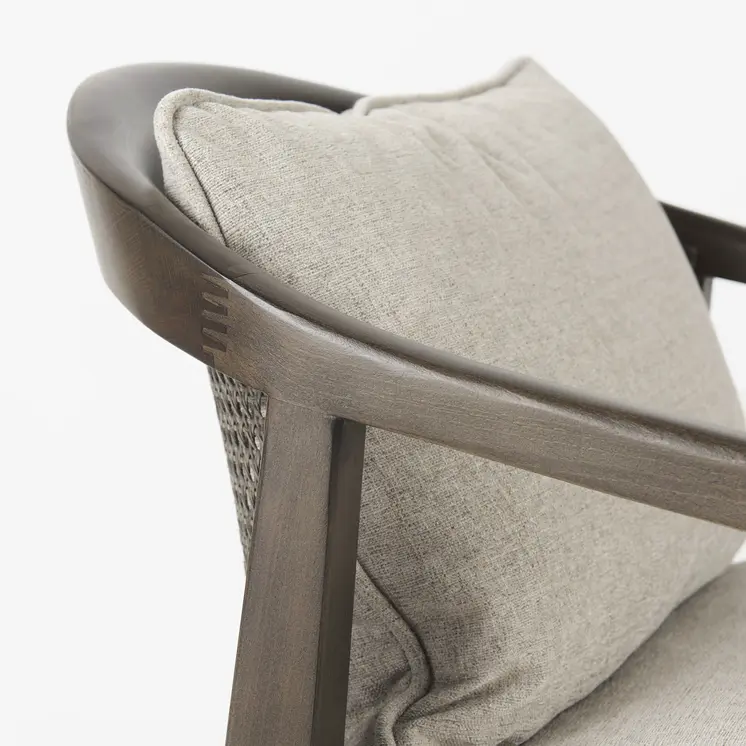 29" Gray and Brown Fabric Arm Chair