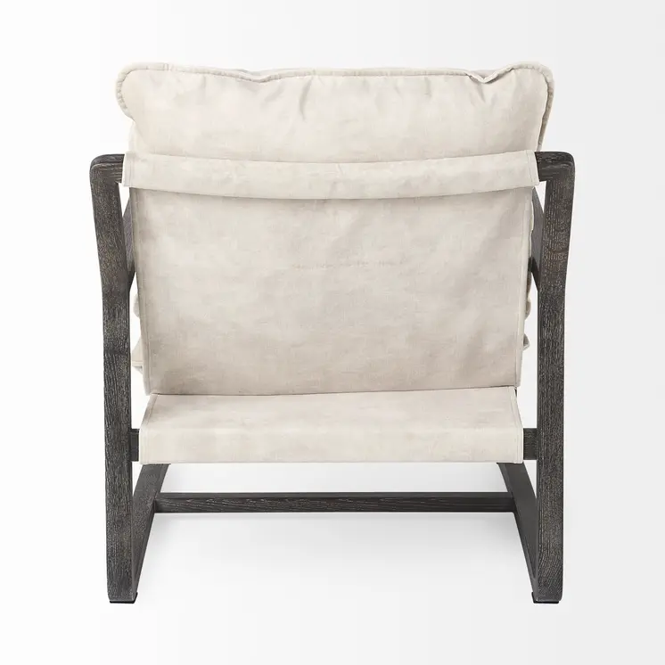 34" Cream and Black Fabric Lounge Chair
