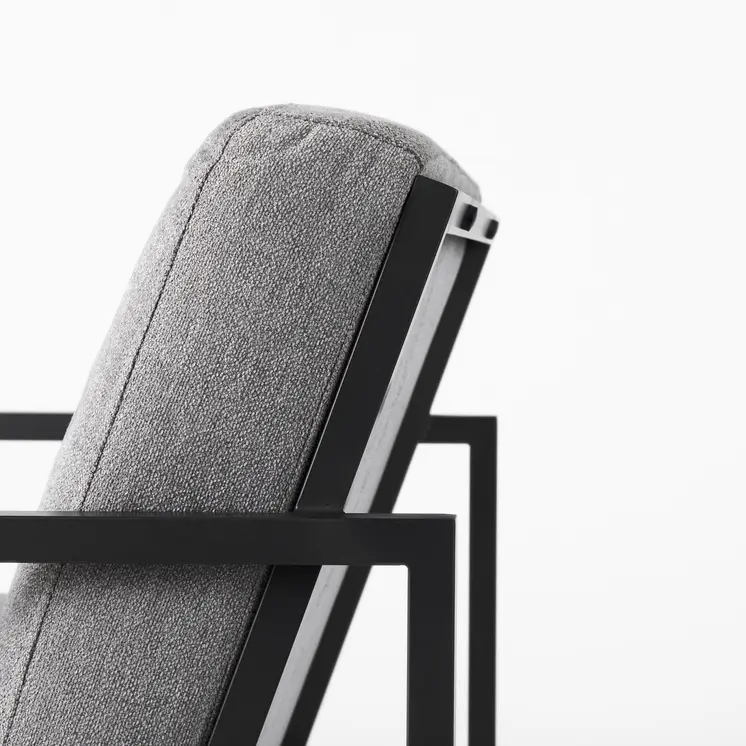 33" Gray and Black Fabric Wingback Chair