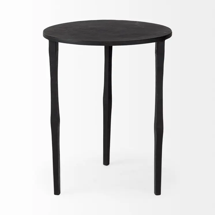 20" Black Iron Round End Table