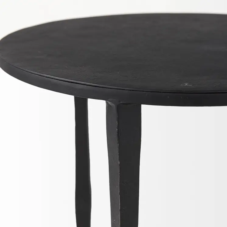 20" Black Iron Round End Table