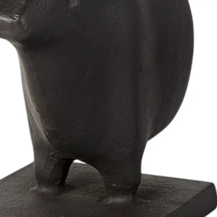 Set of Two 7" Black Fabric Bull Decorative Bookends