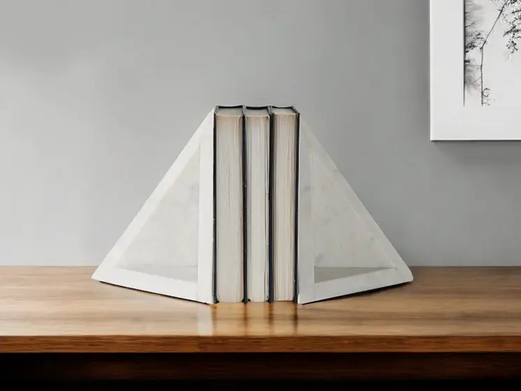 Set of Two 7" White Metal Decorative Bookends