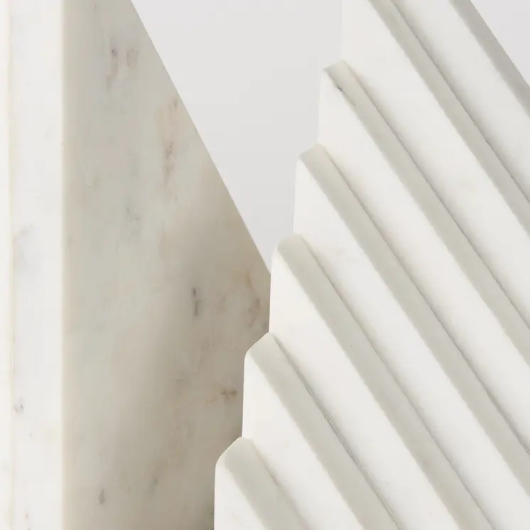 Set of Two 9" White Polyresin Decorative Bookends