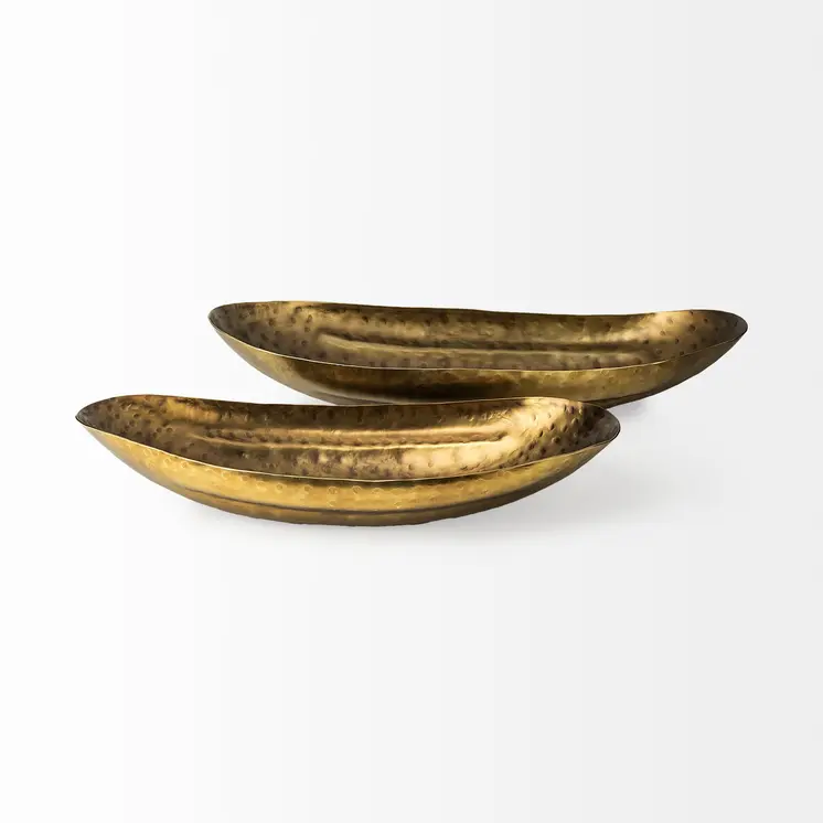 Set of Two Gold Metal Decorative Bowl