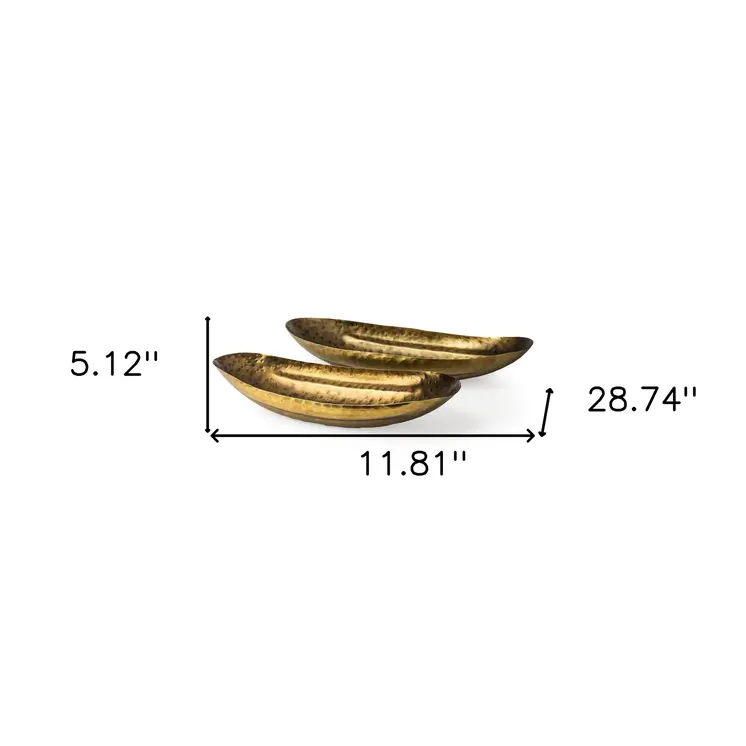 Set of Two Gold Metal Decorative Bowl