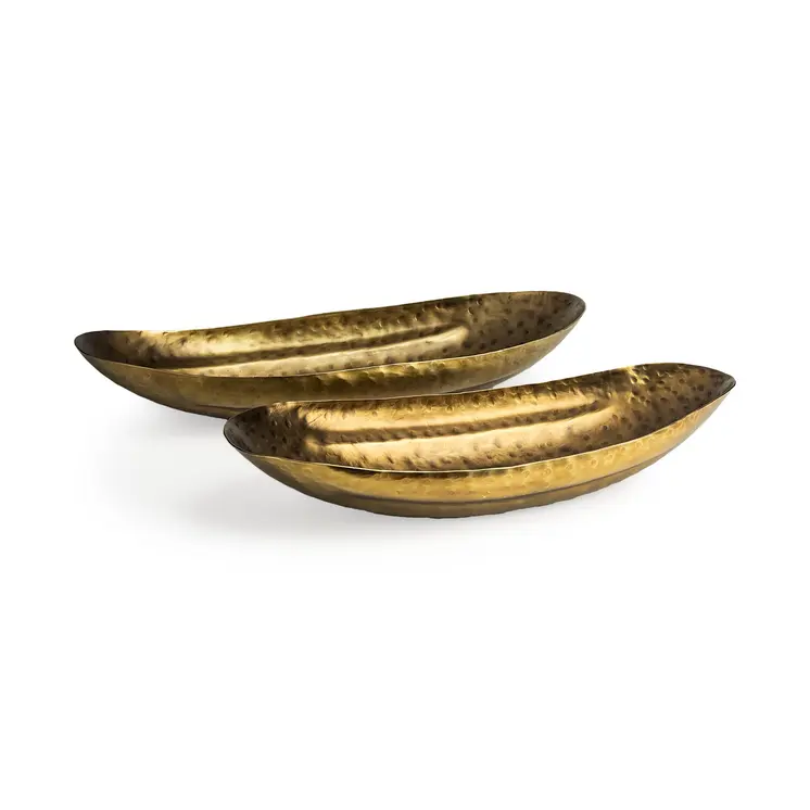 Set of Two Gold Metal Decorative Bowl