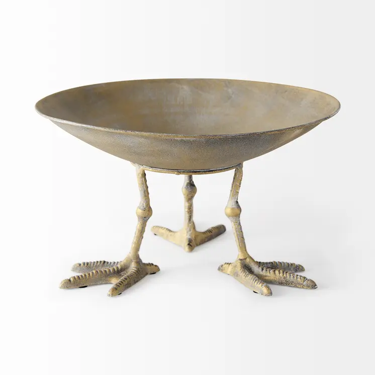 13" Gold Metal Round Centerpiece Bowl