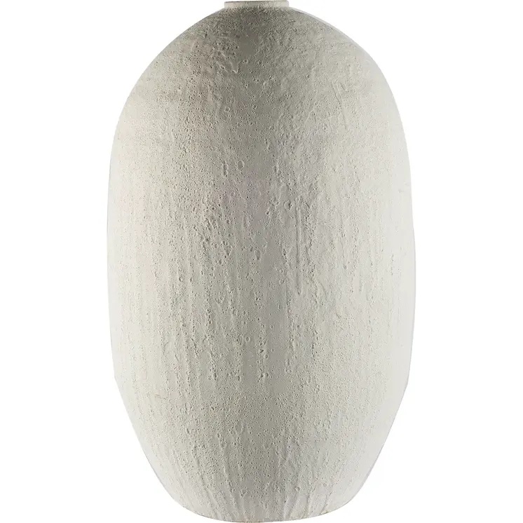 32" White Cylinder Ceramic Floor Vase