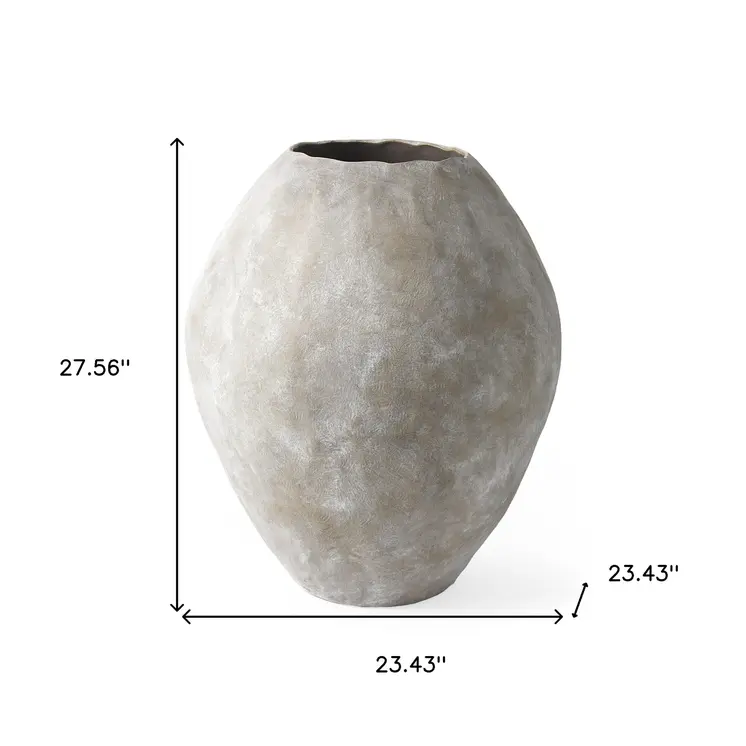 28" Tan Cylinder Ceramic Floor Vase