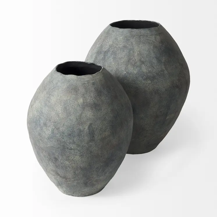 28" Gray Cylinder Ceramic Floor Vase
